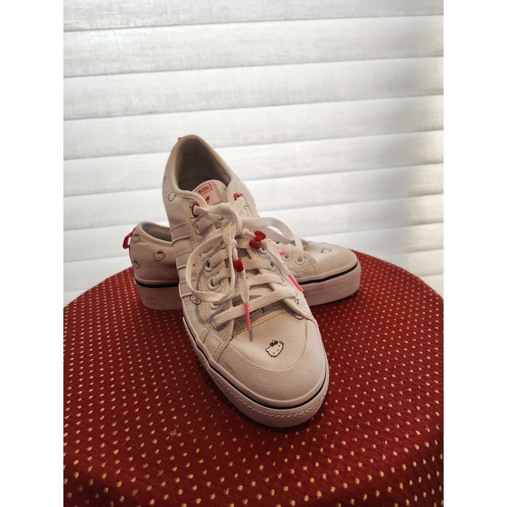 Adidas Originals Hello Kitty Nizza Platform White Canvas Sneakers HP9655